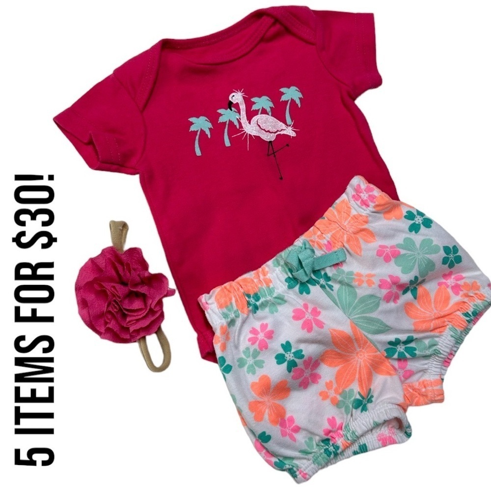 5/$30 3m Baby Girl Matching Outfit & headpiece